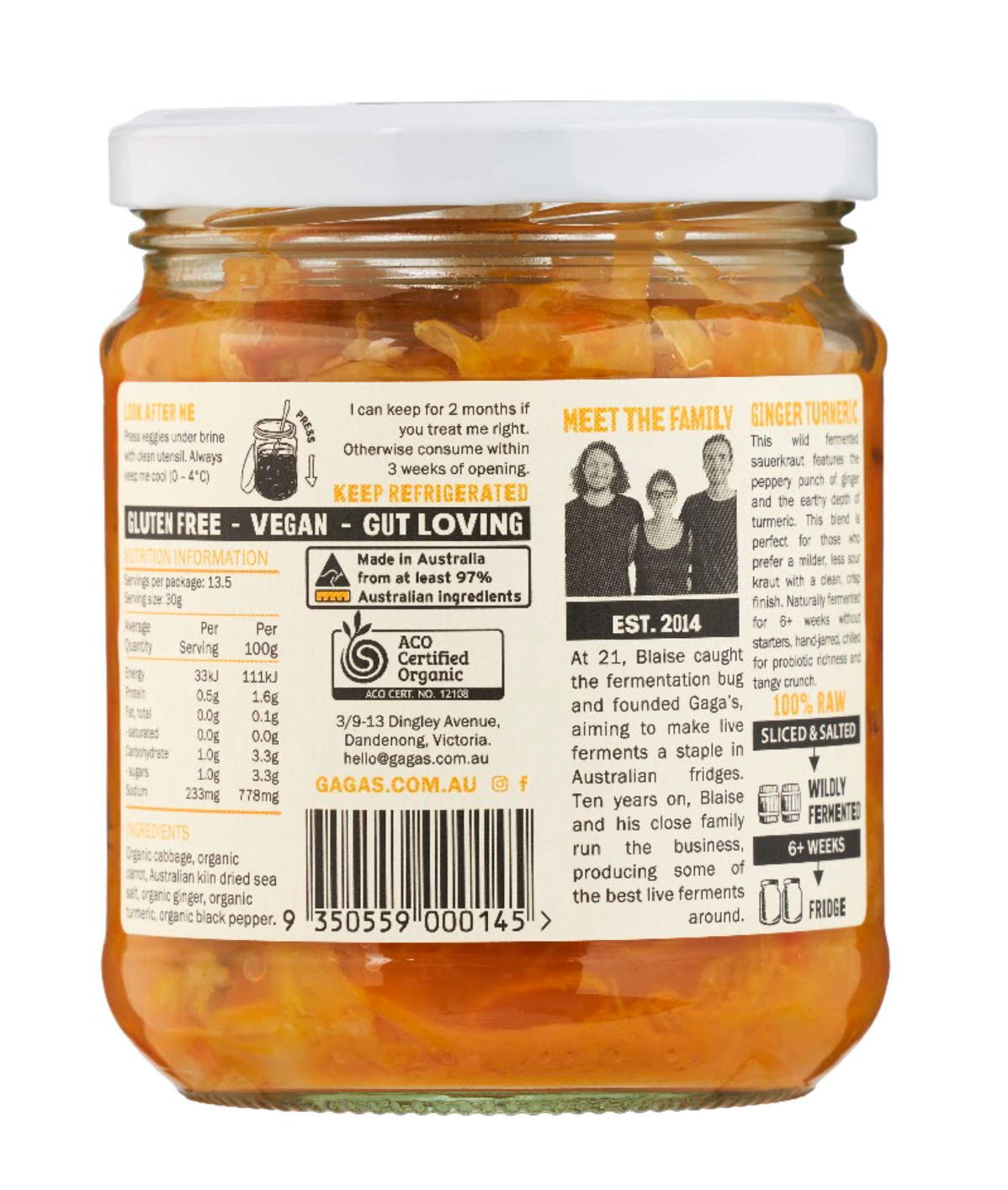 Powerkraut Ginger Turmeric Sauerkraut | Box of 6