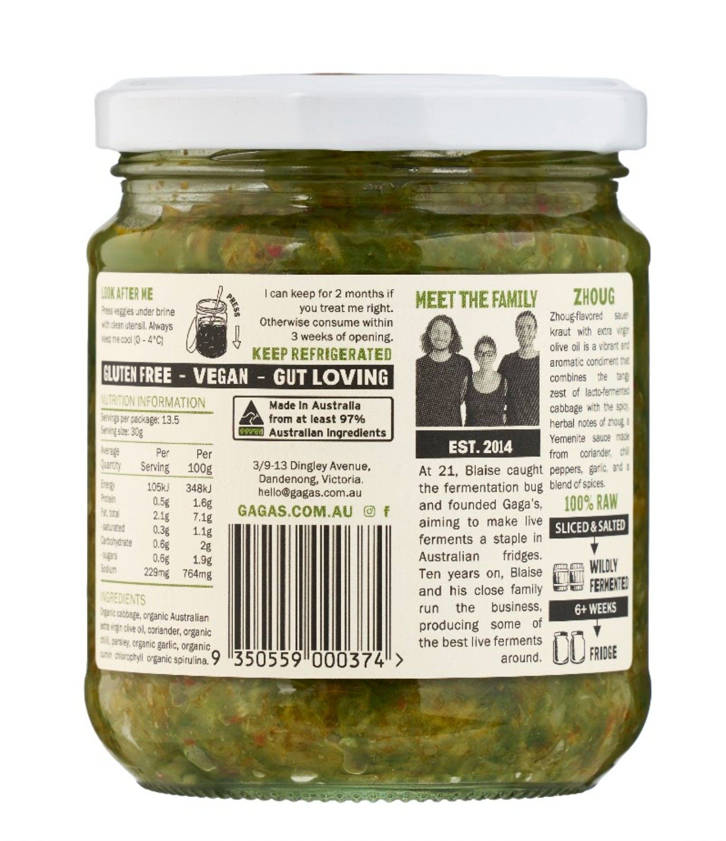 Gaga's EVOO Zhoug Powerkraut | Box of 6