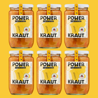 Powerkraut Ginger Turmeric Sauerkraut Larger 625g Jar | Box of 6