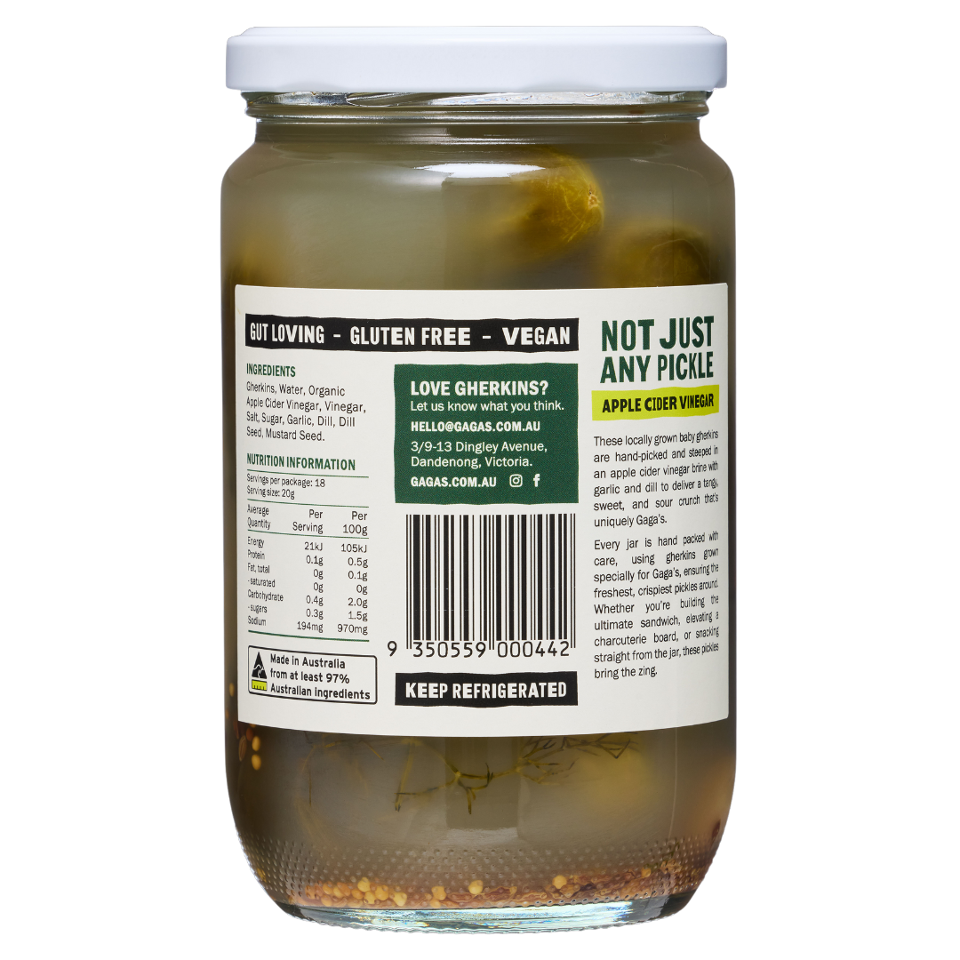 Gaga's Gherkins Cider Vinegar Pickle