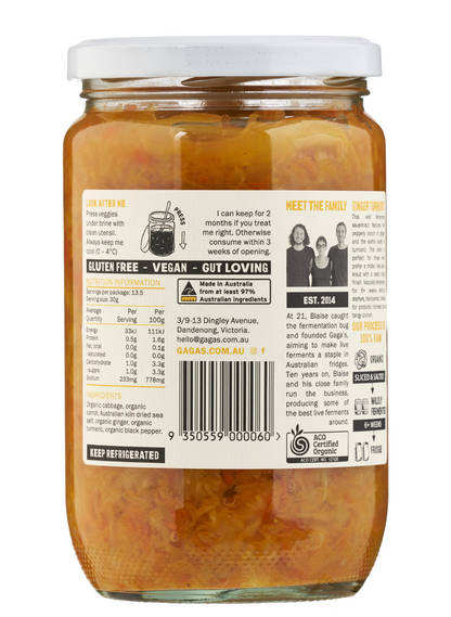 Powerkraut Ginger Turmeric Sauerkraut Larger 625g Jar | Box of 6