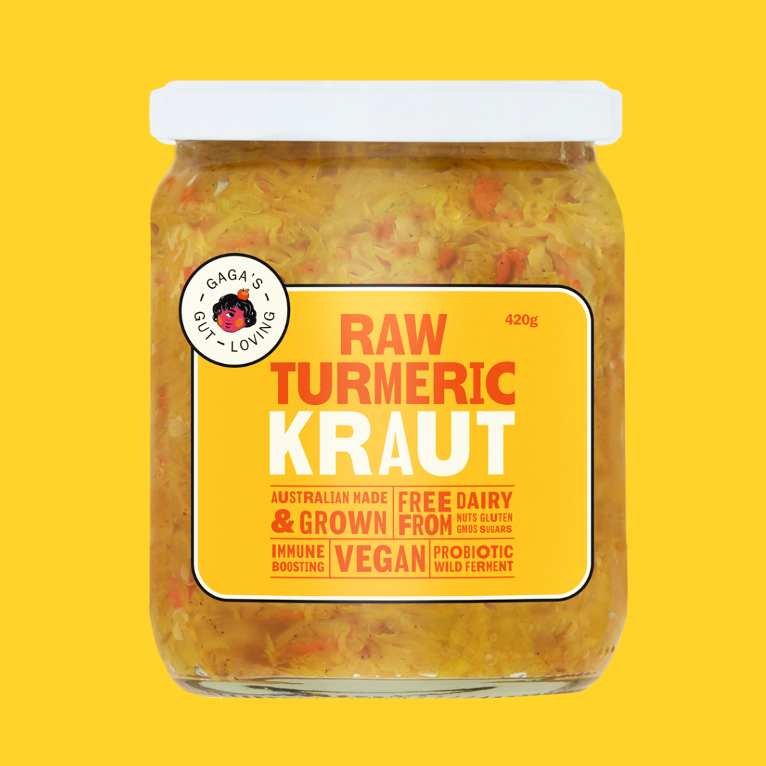 Gaga's Turmeric Raw Living Sauerkraut | Box of 6